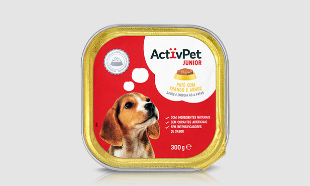 Comida Húmida para Cão Júnior Paté com Frango e Arroz 300g ActivPet